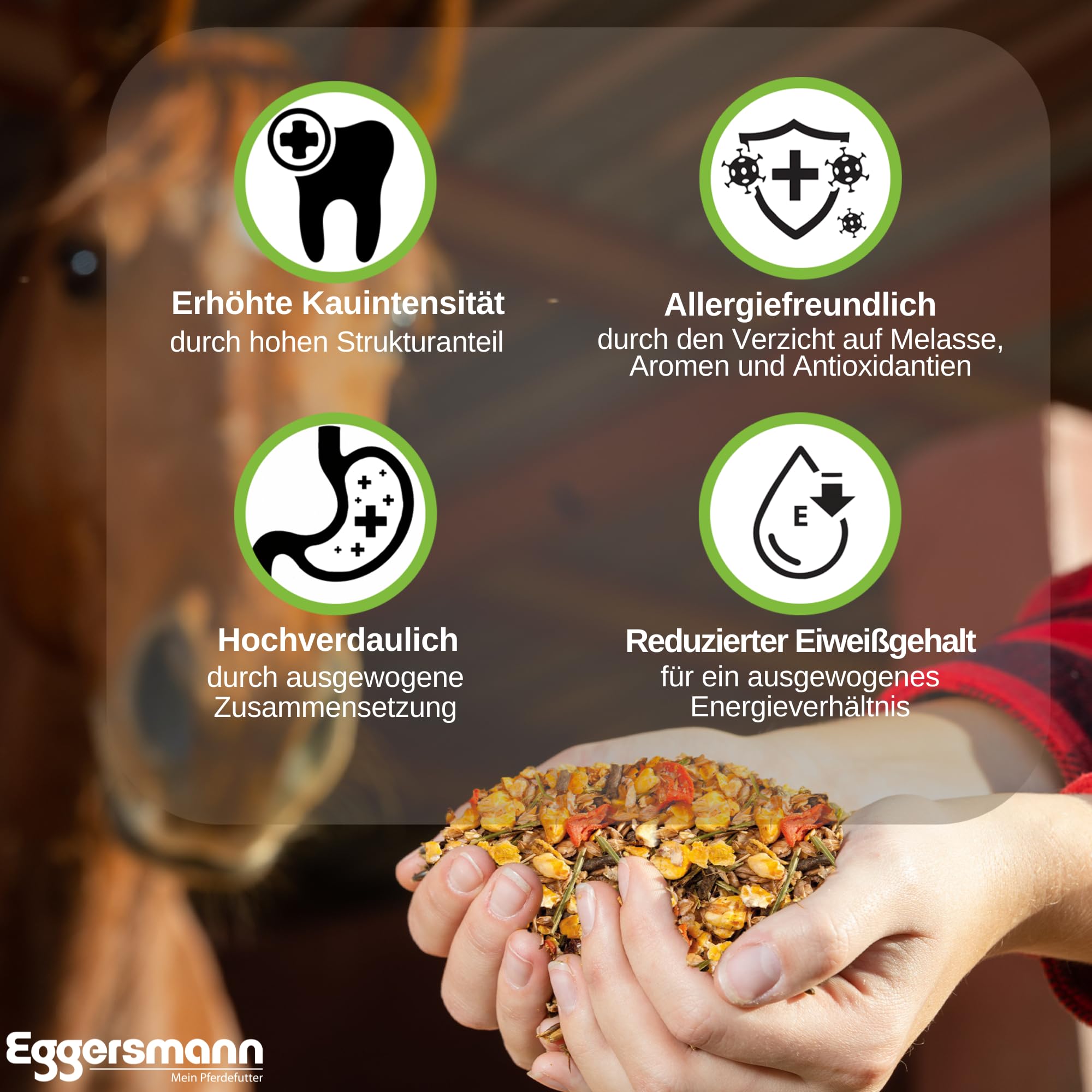Eggersmann Natur Muesli 20 kg – Mangime per Cavalli Naturale Senza additivi Artificiali per Cavalli sensibili alle allergie – Mangime Naturale Cavalli