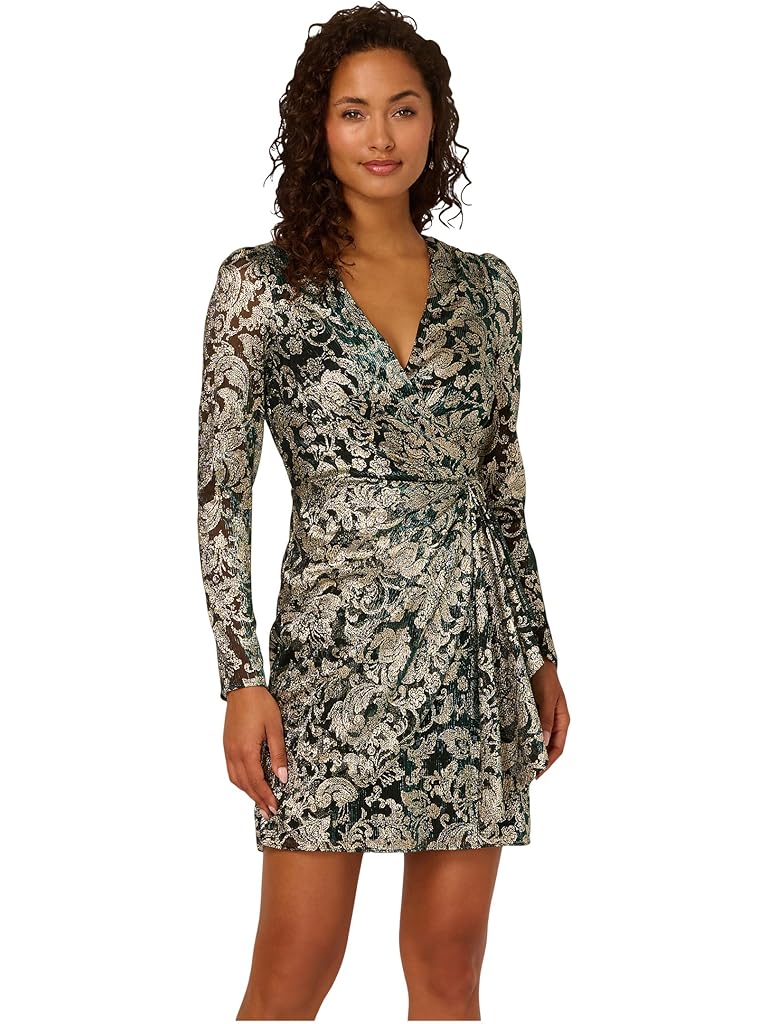 Green Adrianna Papell Short Wrap Dress