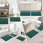 Kitinjoy Small Bath Mat, Soft and Absorbent Microfiber Bath Rugs, Non-Slip Shaggy Bath Carpet, Machine Wash Dry Bath Mats for Bathroom Floor, Tub and Shower, 24" x 16", Dark Green