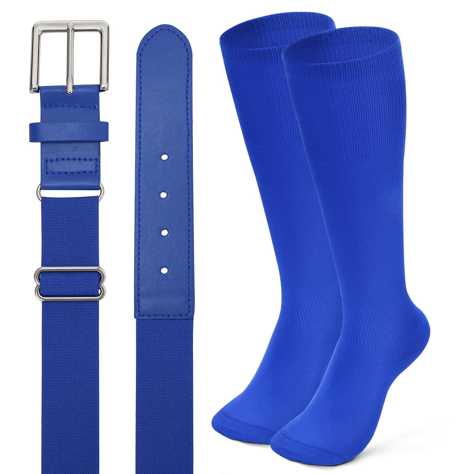 XZQTIVE Baseball Softball Socks and Baseball Softball Belt Combo Set Knee-High Soccer Socks for Kids Youth Adult
