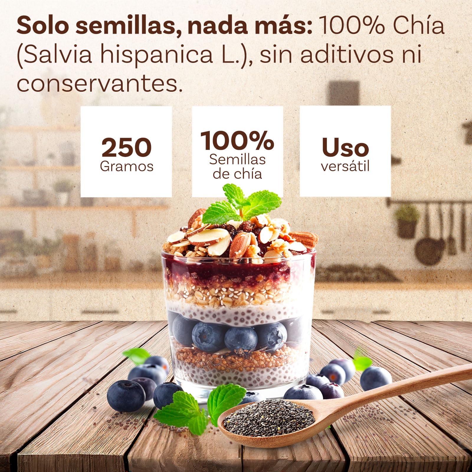 Naturcid Semillas de Chía 100% Naturales 250 g Alto Contenido en Fibra Hierro Calcio