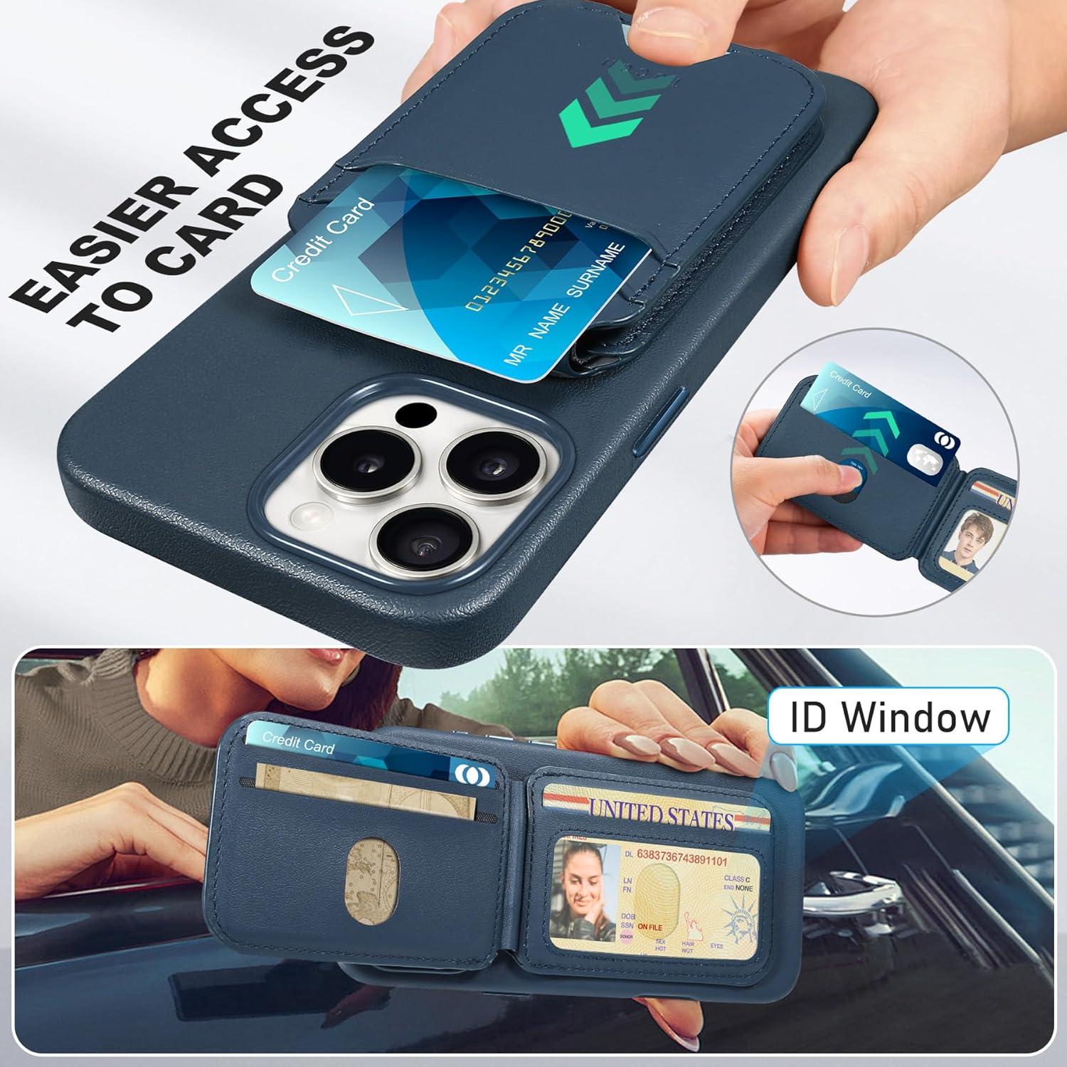 TUCCH Wallet Case for iPhone 16 Pro Max with [Detachable] Magnetic Card Holder Stand PU Leather [Magnetic Wireless Charging] [RFID Blocking] Protective Cover with iPhone 16 Pro Max 6.9", Blue