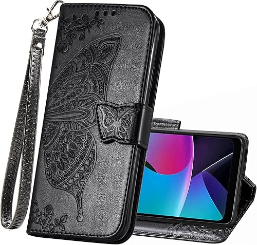 Funda protectora para Moto G Stylus 4G 2023, de piel sintética, con correa para la muñeca, ranuras para tarjetas, bolsillo en relieve, diseño de