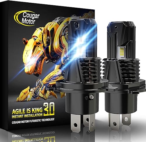 Cougar Motor Bombillas LED H4, 9003, inalámbricas, 22000 lúmenes, 6500 K, delgadas, color blanco frío, sin polaridad, reemplazo halógeno, paquete de