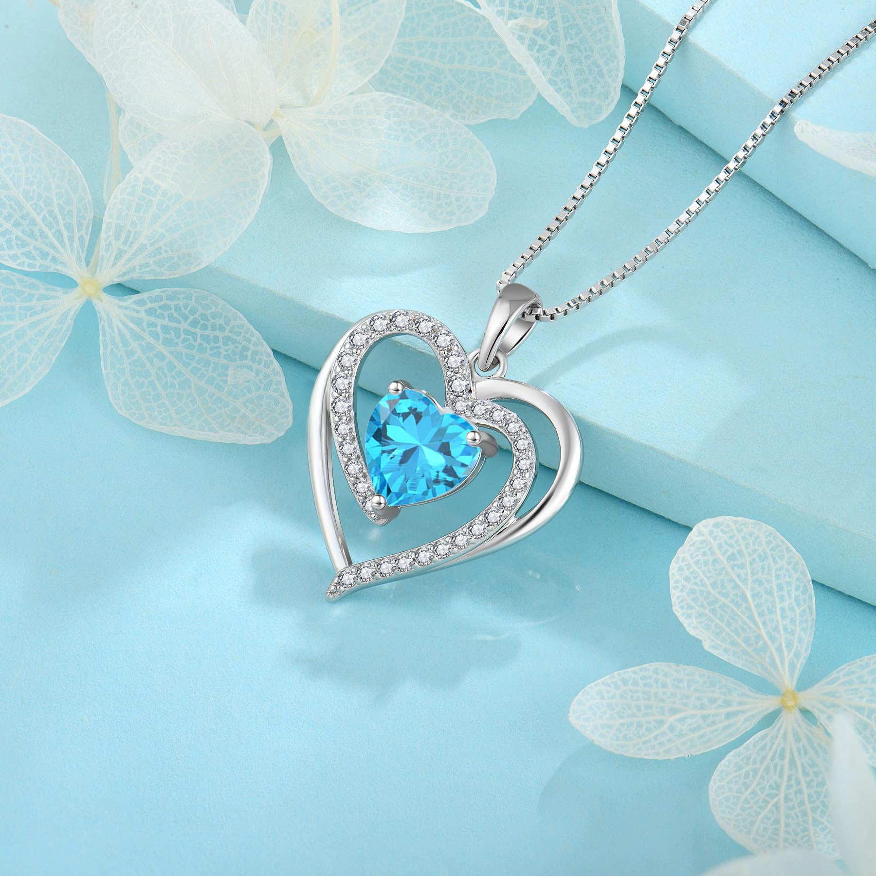 FJ Collana Cuore Donna in Argento Sterling 925 Collane con Ciondolo Pietre Portafortuna Gioielli Regalo per lei Amiche Moglie Mamma Donna