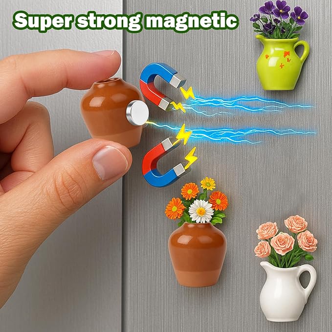 Juego de 8 Imanes de Vase Miniatura de Cerámica para Refrigerador miniatura 5