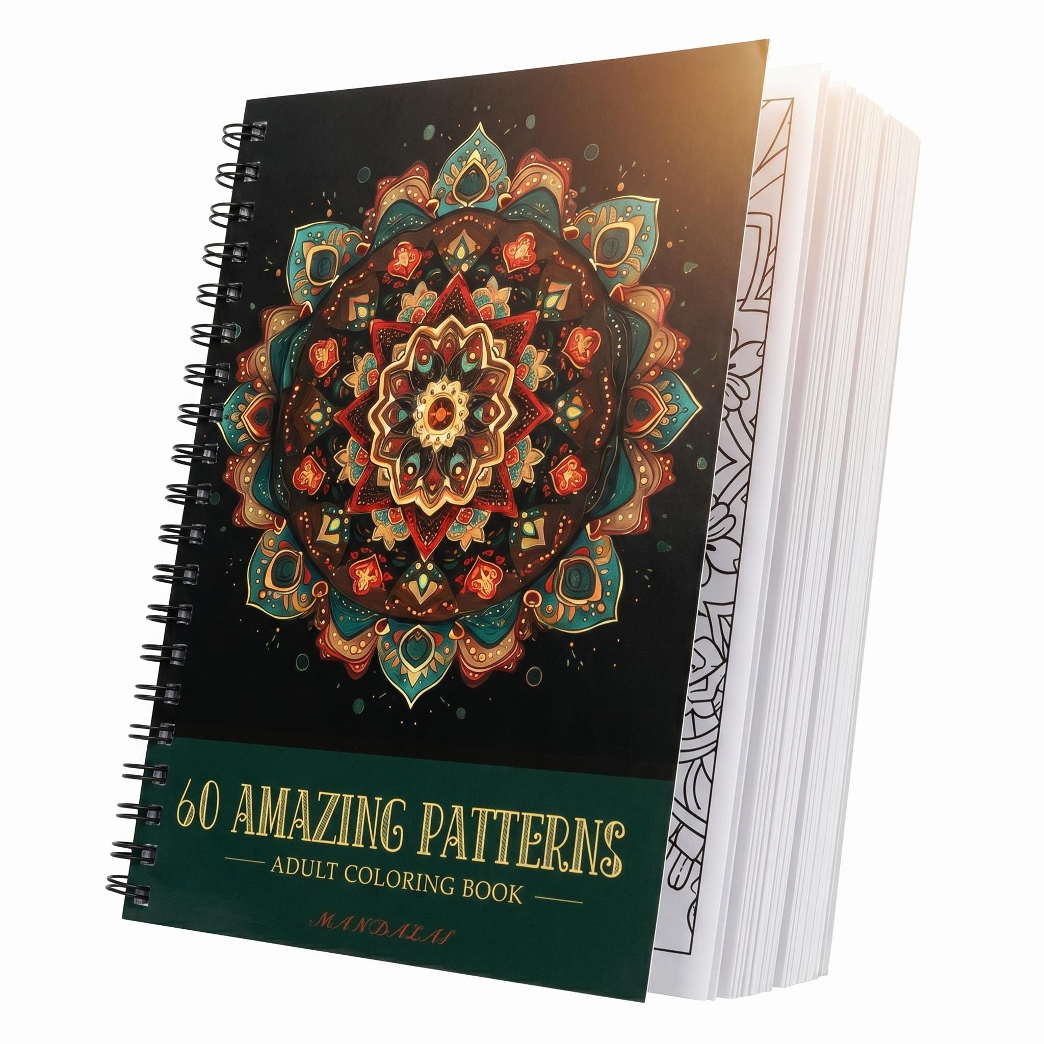 Adult Coloring Books for Women Men, Mandala Coloring Book for Stress Relief & Relaxation, 60 Unique Designs Spiral Bound Art Journal, Large A4 Size (8.3 x 11.7 inch) Mindfulness & Anxiety Relief
