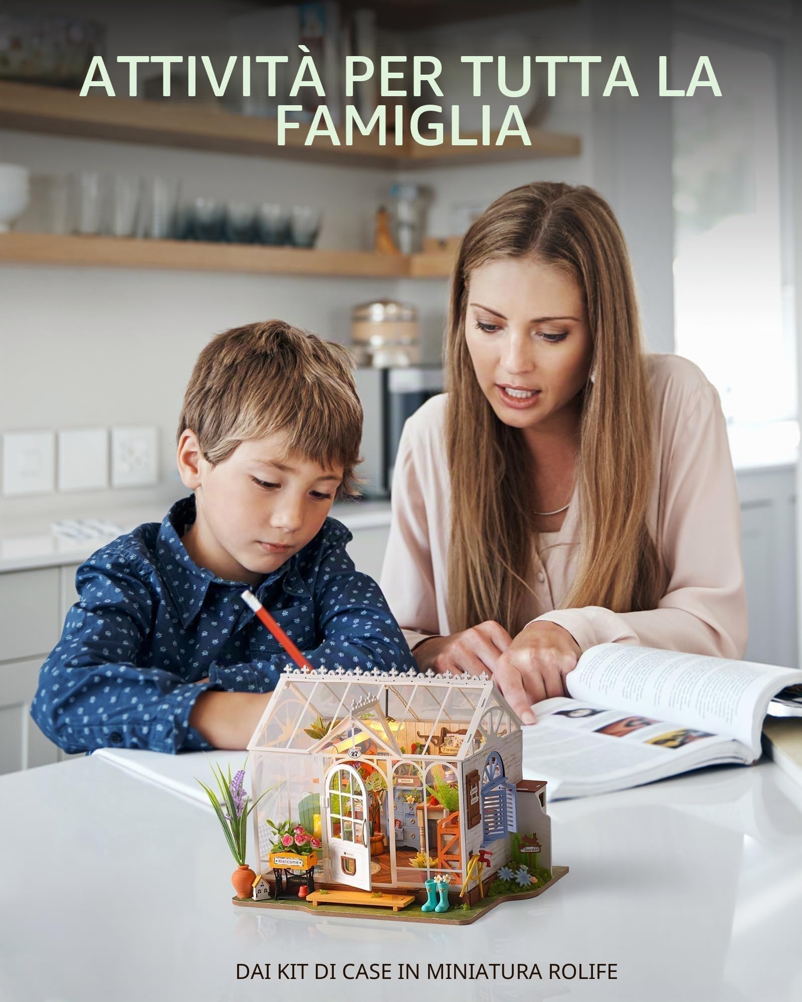 ROWOOD Kit Casa Delle Bambole Casa Da Giardino, Camera in Legno Fai Da Te in Miniatura, Modello Di Costruzione Giocattolo in Scala 1:20, Kit Di Artigianato Creativo Regali Per Natale