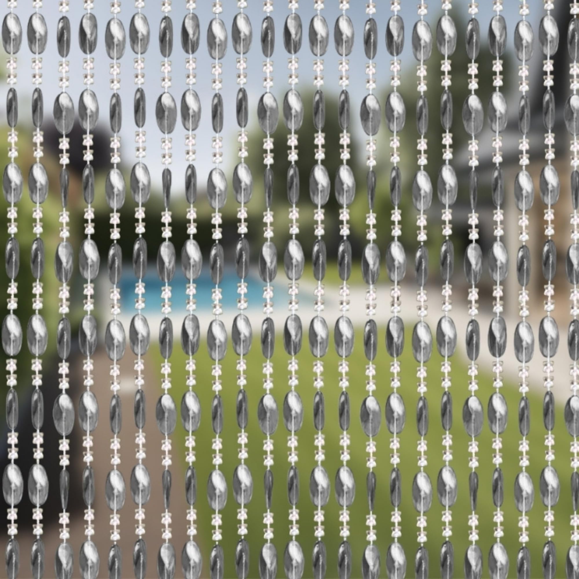 Trente Perlenvorhang Duo - Fliegengitter Fenster, Verschiedene Größen und Farben, Balkontür Fliegengitter, Insektenschutz Perlen, Fliegenvorhang Grau 90 x 200 cm