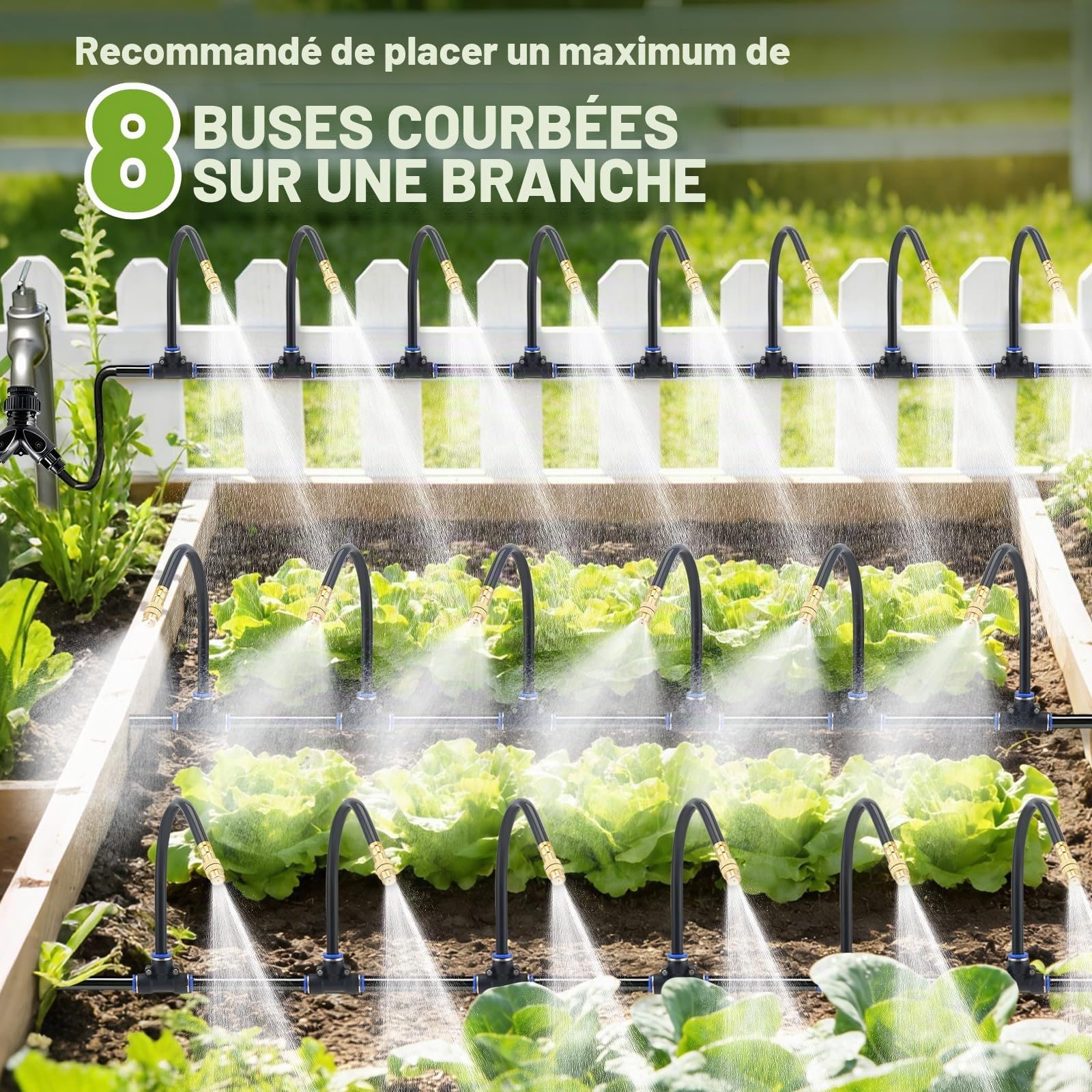 360° Curved Garden Automatic Irrigation System, Arrosage Automatique Pour Jardin avec 24 Buses Réglables, Kit de Système d’Irrigation pour De Plein Air Garden, Yard, Lawn(30M)