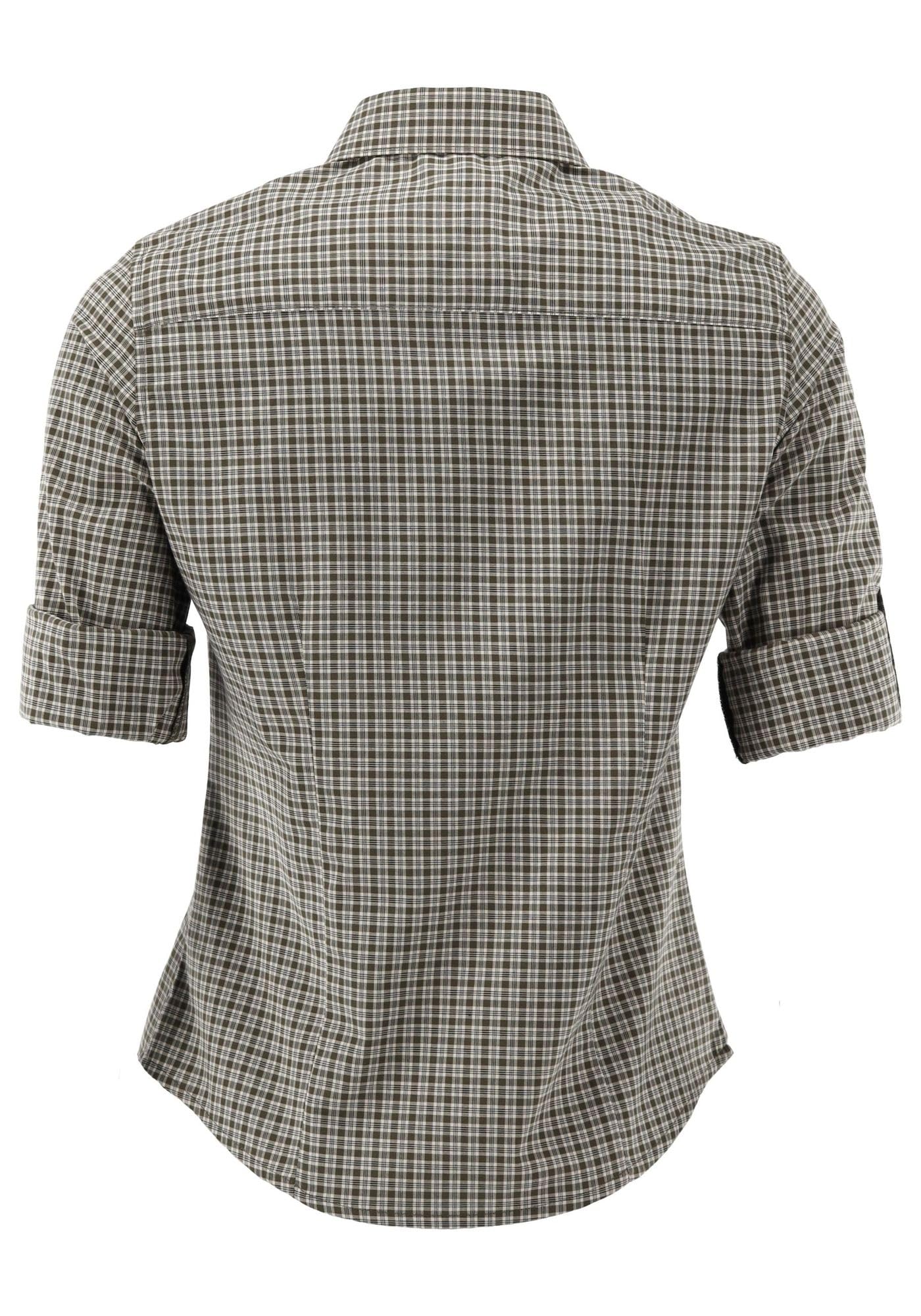OS Trachten Damen Bluse Langarm Trachtenbluse mit Liegekragen Prami