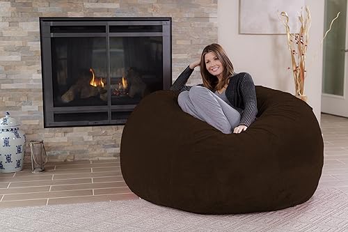 Miniatura 51 de Silla Chill Sack Bean Bag: muebles de espuma de memoria gigante y una tumbona grande. Gran sofá con gran cubierta de gamuza suave resistente al