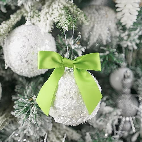 Miniatura 6 de AIMUDI Lazos giratorios para bolsas de golosinas de 3.5 pulgadas, lazos de satén verde manzana para manualidades, lazos prefabricados con lazos