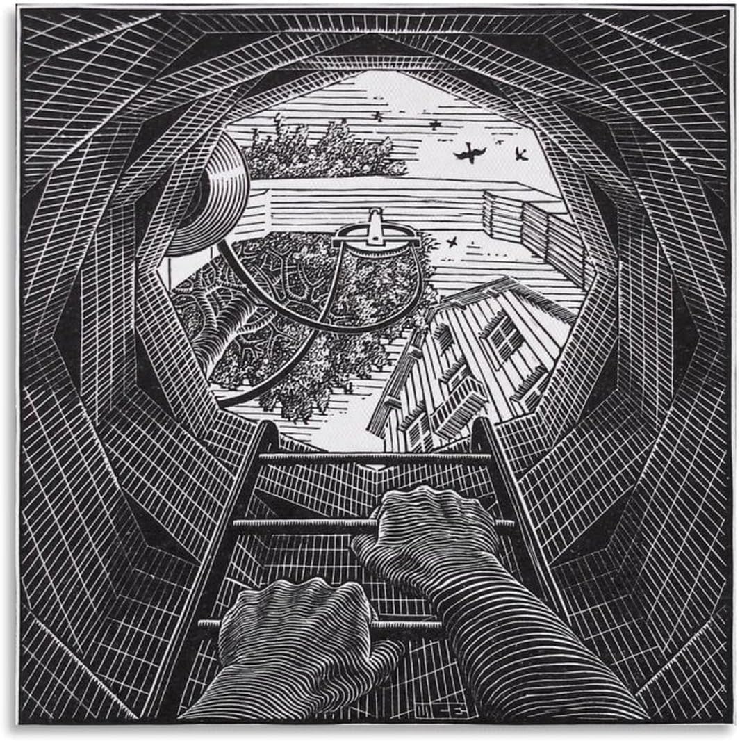 Rikin Liuff The Well by M.C. Escher Poster and Prints Abstract Wall Art M.C. Escher Canvas Painting for Office Home Wall Picture Decor 50x50cmx1 Unframed