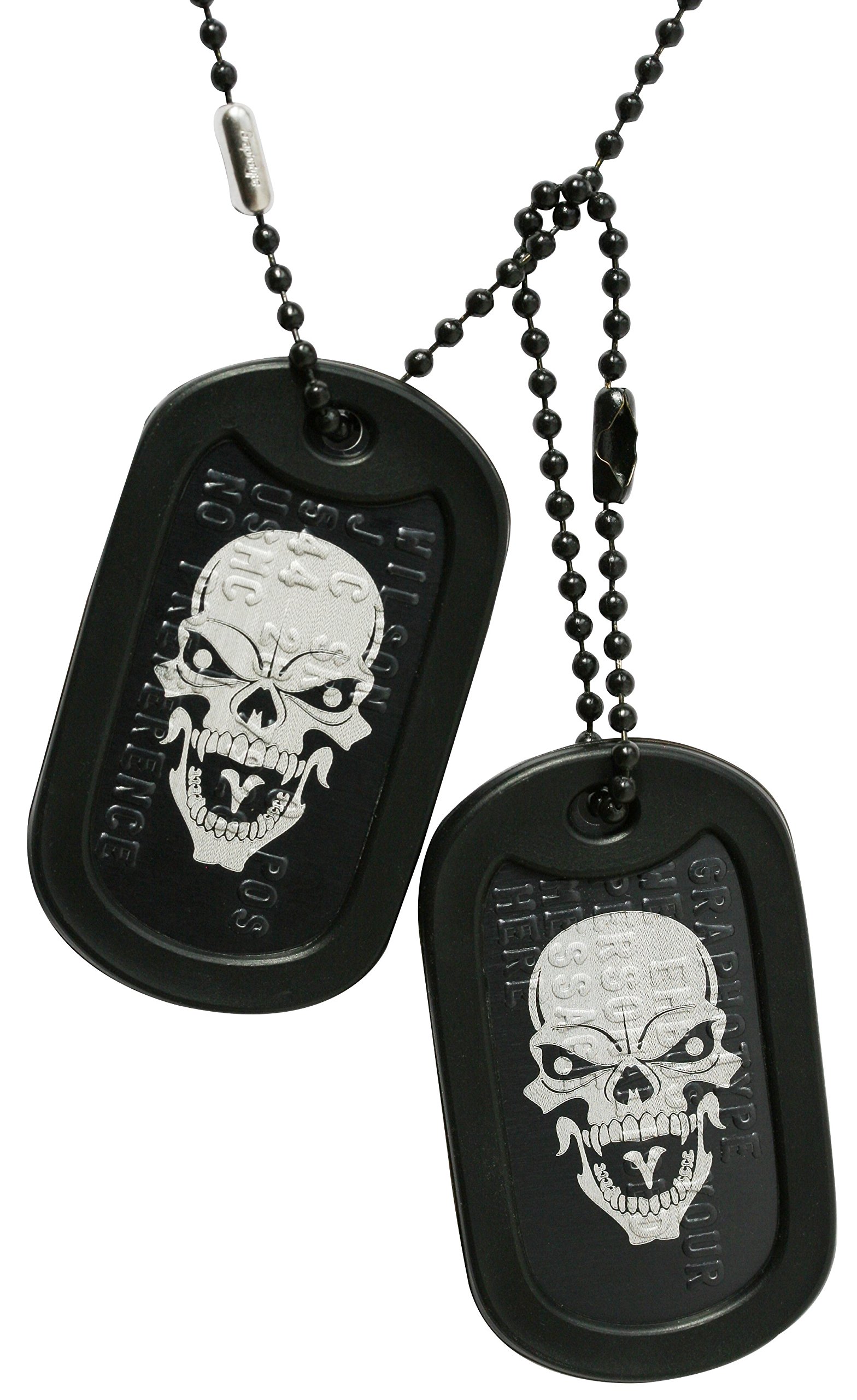 Amazon.com: Graphotype™ Gothic Skull Dog tag Set - Black Dog Tags