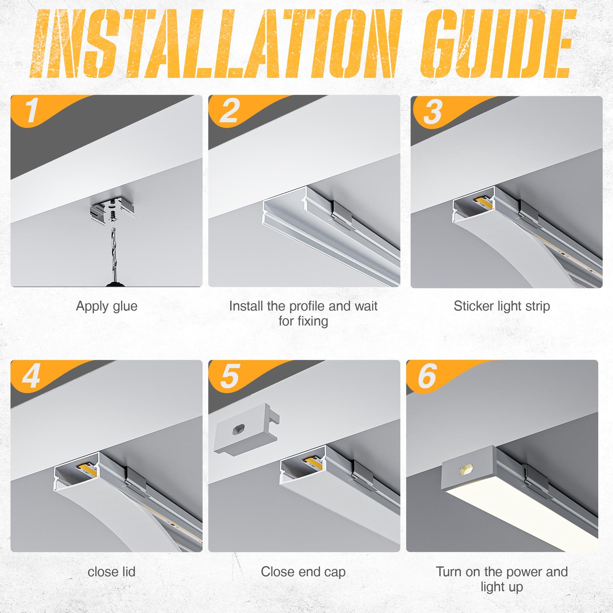 GEEKLUX Profili Alluminio per Strisce LED 25 × 2 m, Profilo Led a Forma di U, Canalina led con Diffusore Opalescente, Adatto per strisce led Fino a 17 mm, Dimensioni 19.7 × 10mm (25 * 2M(Totale 50M))