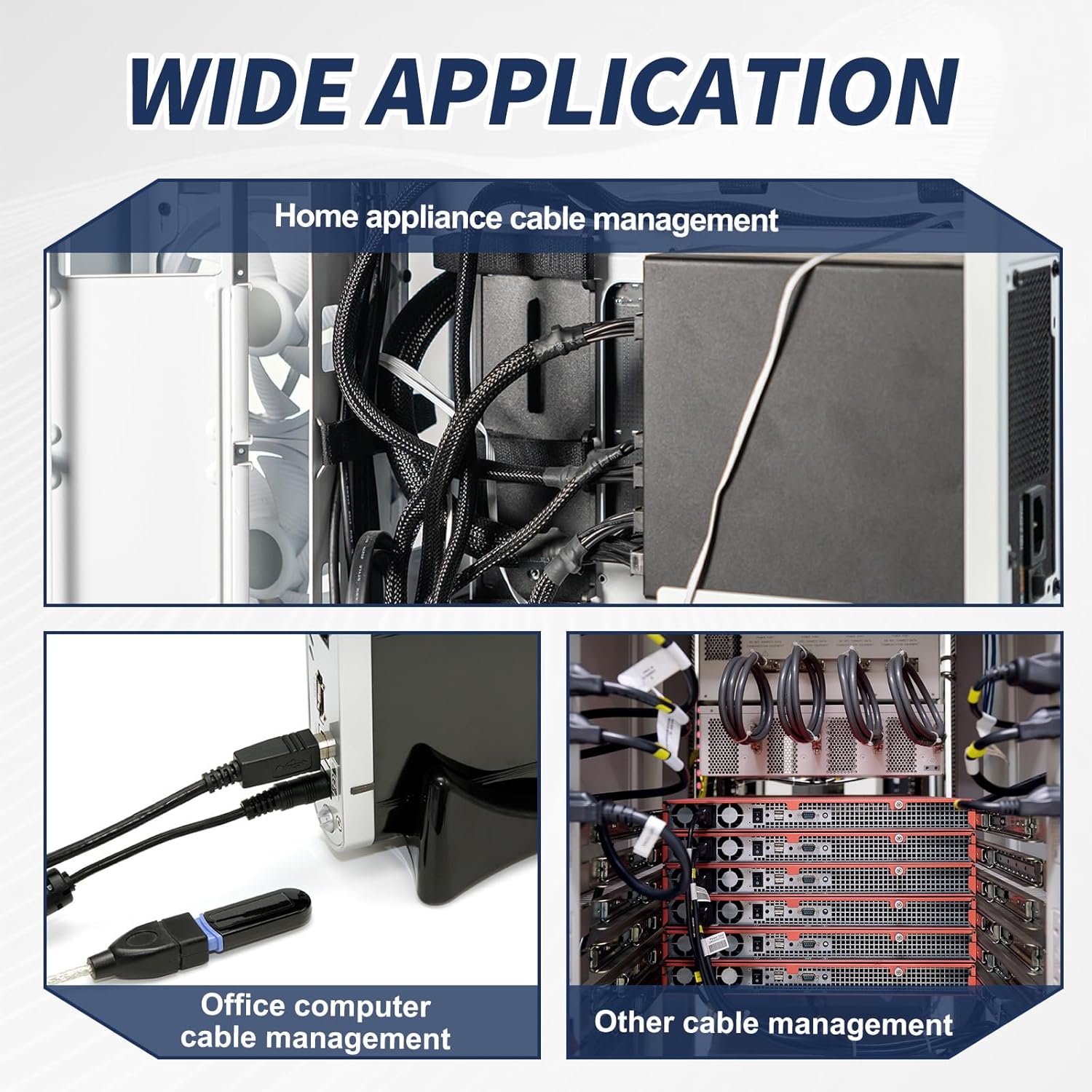 uxcell 2Psc 150ft - 1/4, 1/2 Inch Expandable Braided Cable Sleeving, PET Cable Management Wire Sleeve Cord Protector, Wire Wrap Loom Tube for TV Computer Office Home Devices, Black