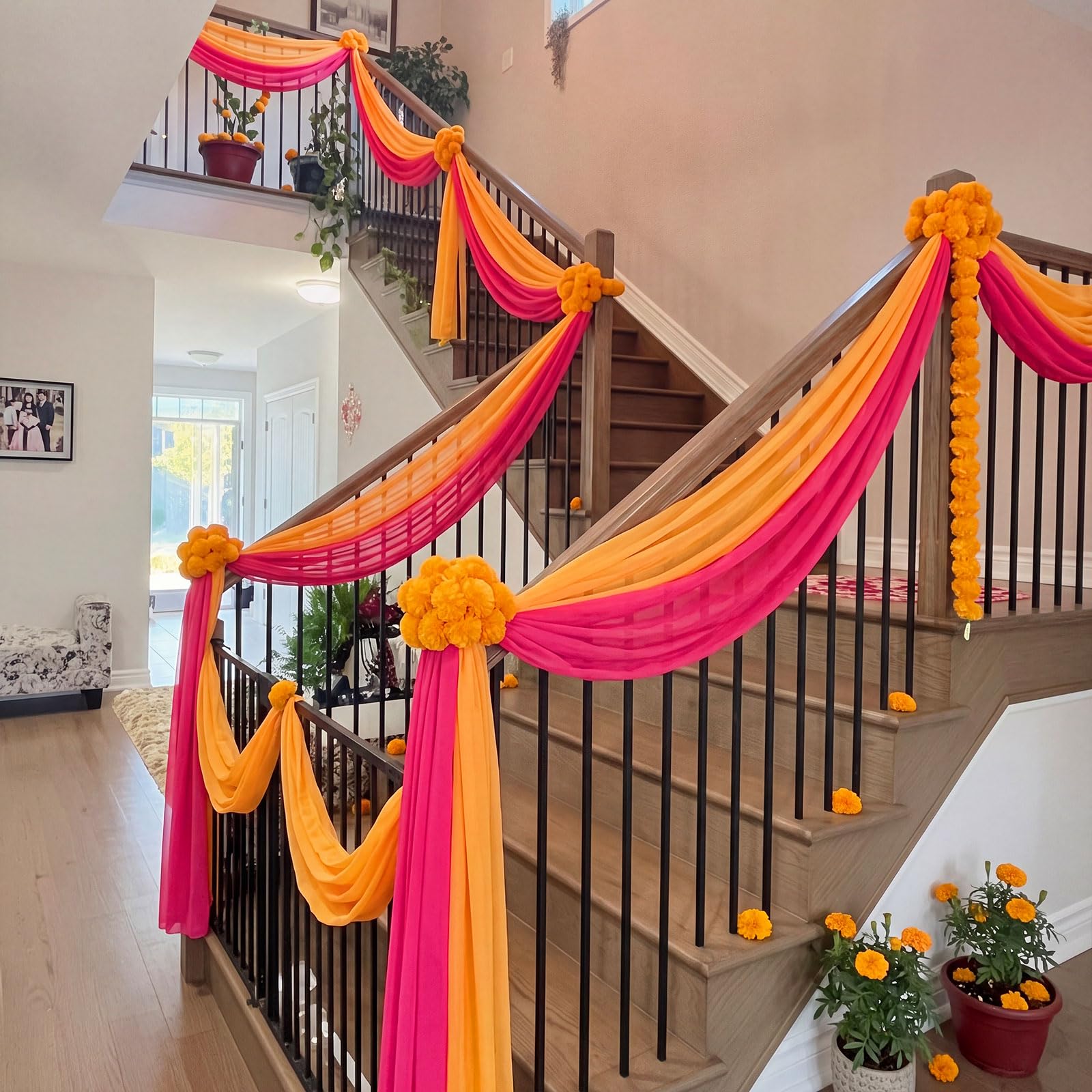 Photo 1 of Tegeme Diwali Mehndi Decoration Artificial Marigold Garland Decor Set, Warm