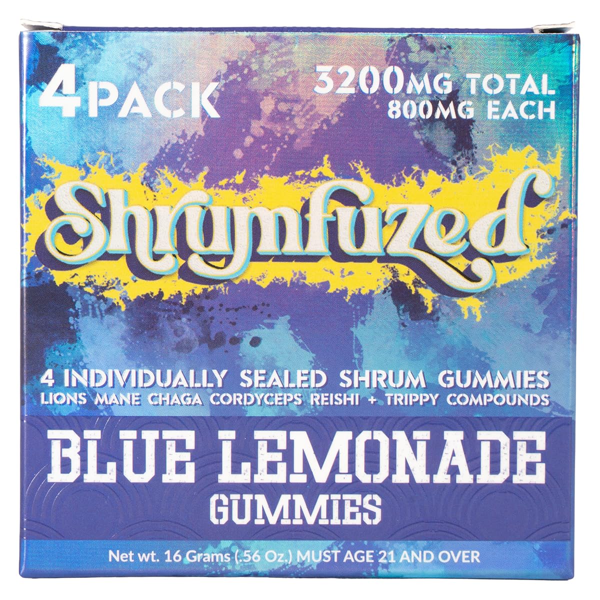 Proprietary Nootropic Gummy 3200mg - Lion's Mane, Reishi, Chaga, and Cordycep Nootropic Tripee Mushroom Blend (4, Blue Lemonade)
