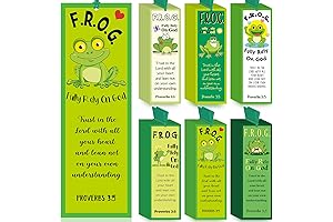 60 Pcs Fully Rely On God Frog Bookmark - Christian Bookmark for Kids