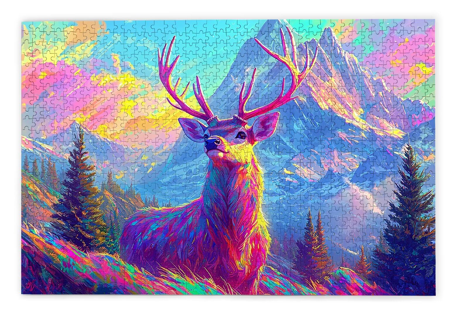 Puzzle 2000 elementów dla dorosłych, jeleń, 2000 elementów, z pudełkiem na prezent, drewniane puzzle dla dorosłych z naturalnym drewnem, prezenty dla kobiet, mężczyzn, duże drewniane puzzle do