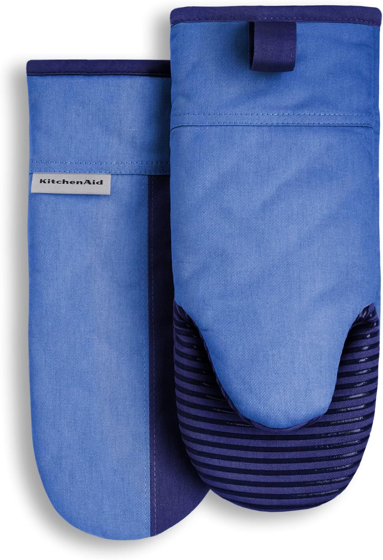 KitchenAid Beacon Two-Tone Non-Slip Oven Mitt Set, Blue Corn/Cobalt, 5.75"x13", 2 Piece