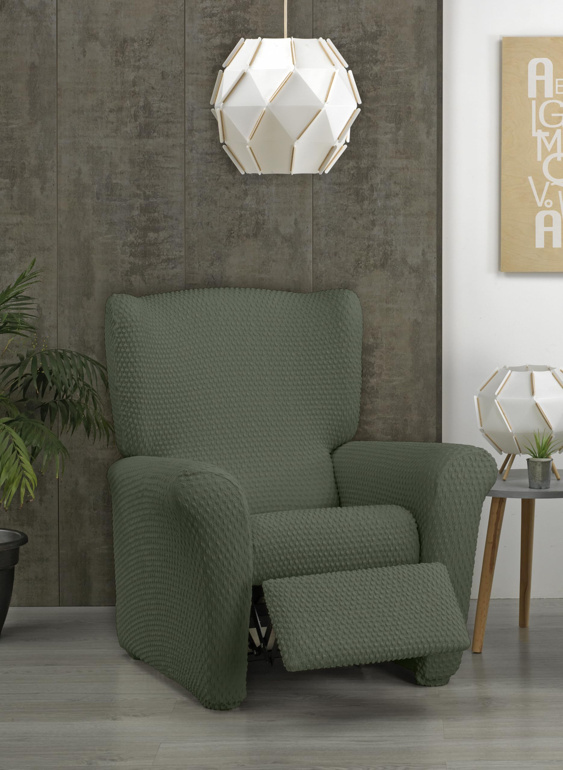 Estoralis | BORNEO | Copripoltrona relax | Tessuto super elastico C/ 12 Verde scuro | Per poltrona Relax da 70 a 90 cm. | Adattabile a tutti i tipi di poltrone relax | Super regolabile