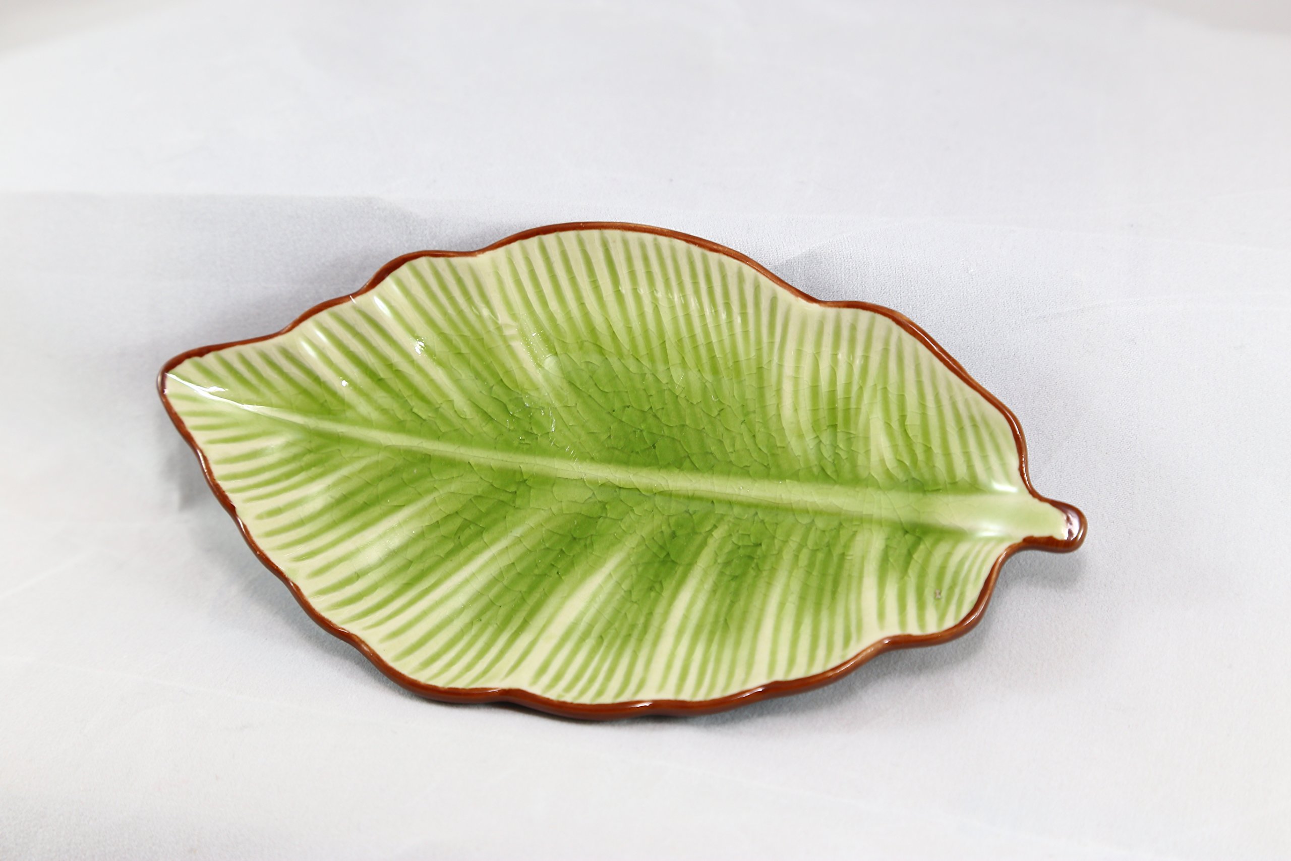 Banana Leaf Serving Sushi Decorative Plates Handmade Set of 3