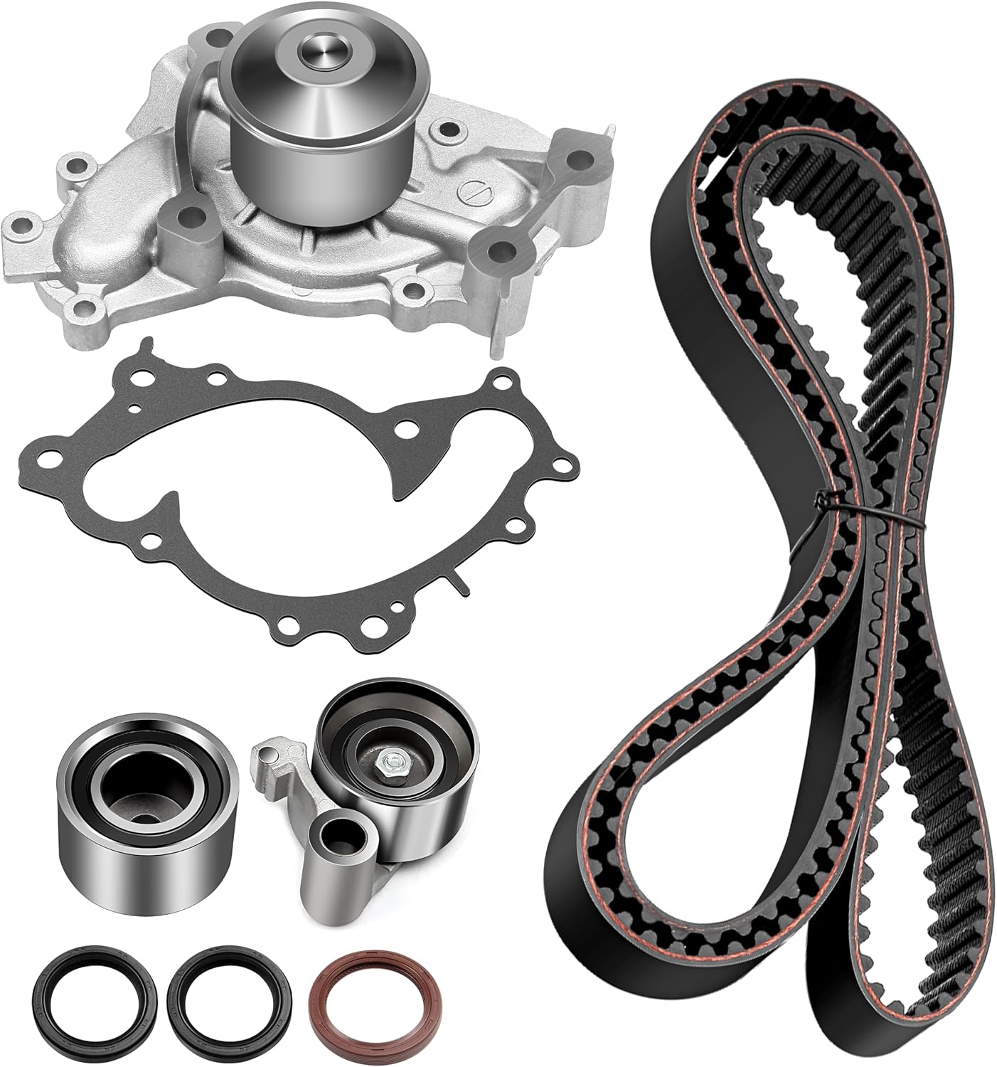 Timing Belt Kit including timing Belt water pump with gasket tensioner bearing etc,OCPTY for 94 95 96 97 98 99 00 01 02 Fit for LEXUS ES300/95 96 97 98 99 00 01 02 03 04 Fit for TOYOTA Avalon