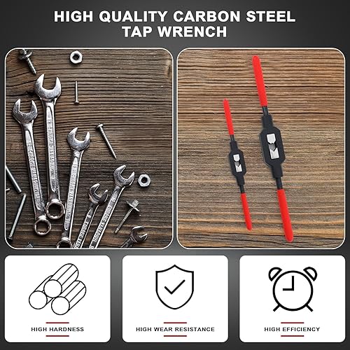 Miniatura 5 de 2 piezas de llave de grifo ajustable, mango de grifo, mango de trinquete para escariador de grifo, herramienta de mano (316"-12", 116"-38")