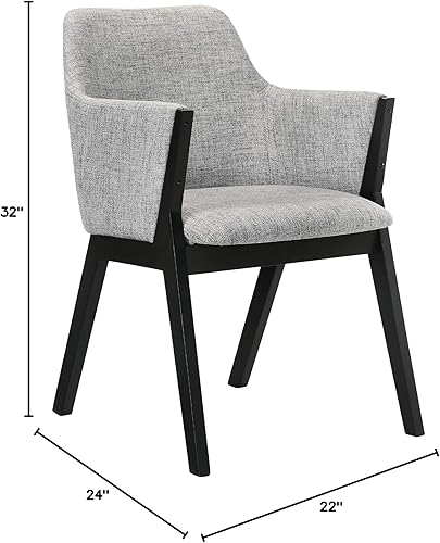 Miniatura 3 de Armen Living Renzo - Juego de 2 sillas auxiliares de comedor de madera de tela ligera, 18 pulgadas SH, gris/negro Gris /
