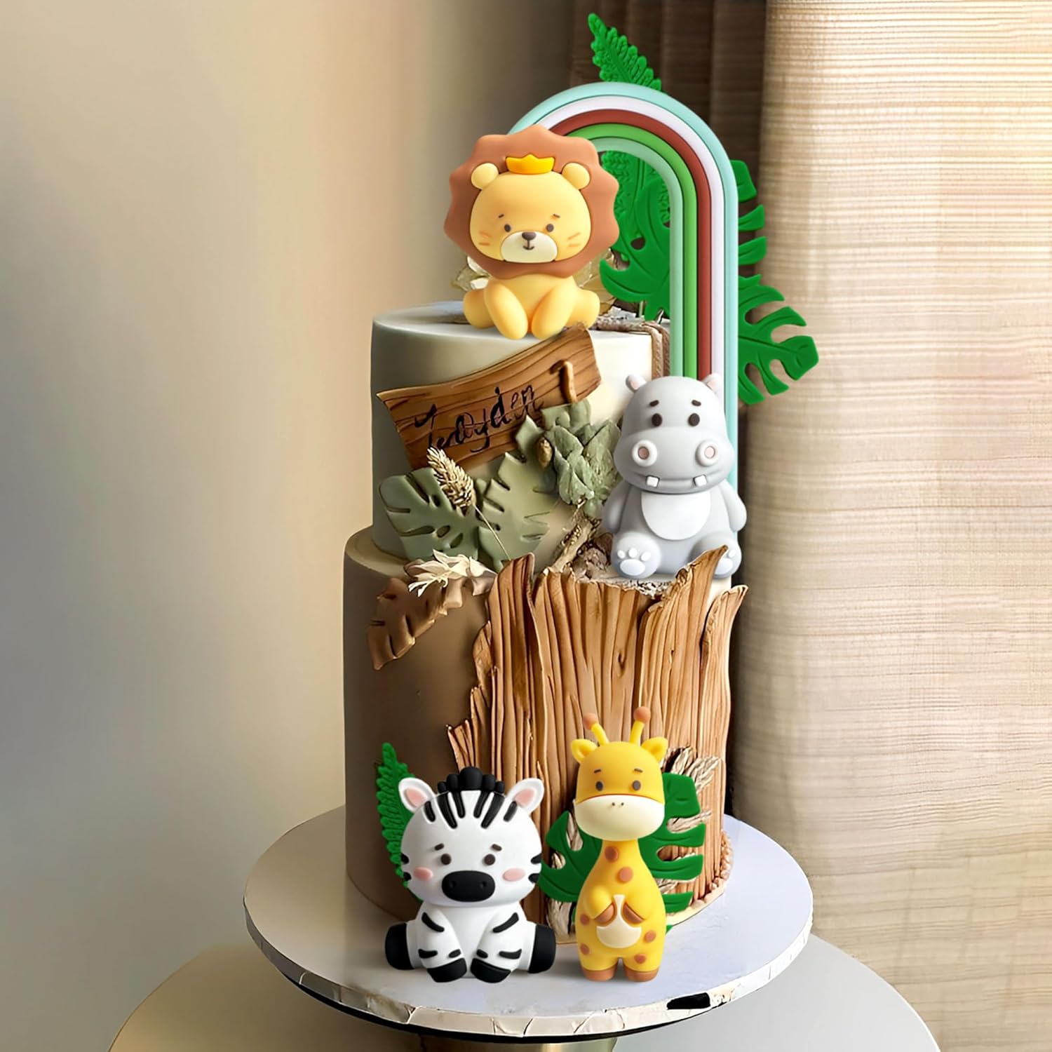 JeVenis Safari Baby Shower Cake Decoration Safari Animals Cake Decoration Wild One Cake Decorations Two Wild Cake Topper Giraffe Monkey Cake Topper