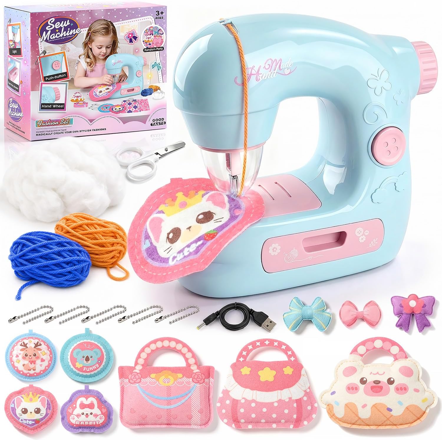 WeeHomm Kids Sewing Machine Toy Beginners Kit, Craft Gift for Girls 3-12