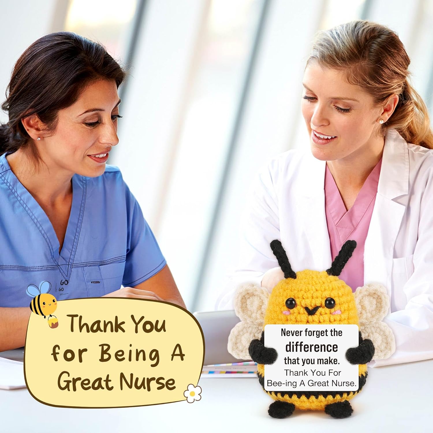 Nurse Gifts Practitioner Registered Delivery Nurse Women Thank You Present Ideas, Nursing Student Graduation Gift for Nurses Appreciation Week Female Coworkers Friend, Cute Tiny Positive Crochet Bee - Image 8