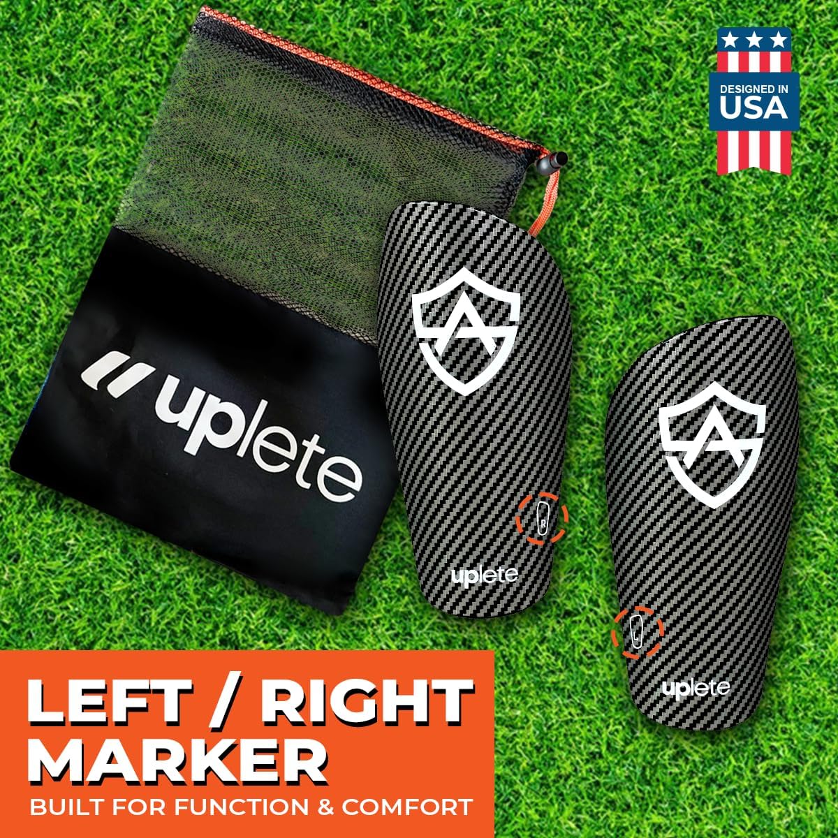 Shin Guards for Soccer – Youth & Adult Sizes for Kids, Boys, Girls, Men, Women – Carbon-Textured Protective Shin Pads with Free Bag for Cleats & Guards - Image 4