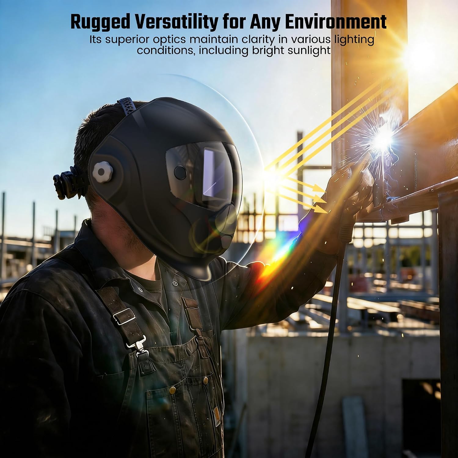 Voice Control Auto Darkening Welding Helmet, Large 3.94"x3.27" True Color View Welding Hood, 4 Arc Sensor for Professional TIG MIG MMA Plasma Cutting & Grinding