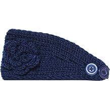 Women's/Teen Girl/Toddler Knit Flower Head Wrap Ear Warmer Headband Blue