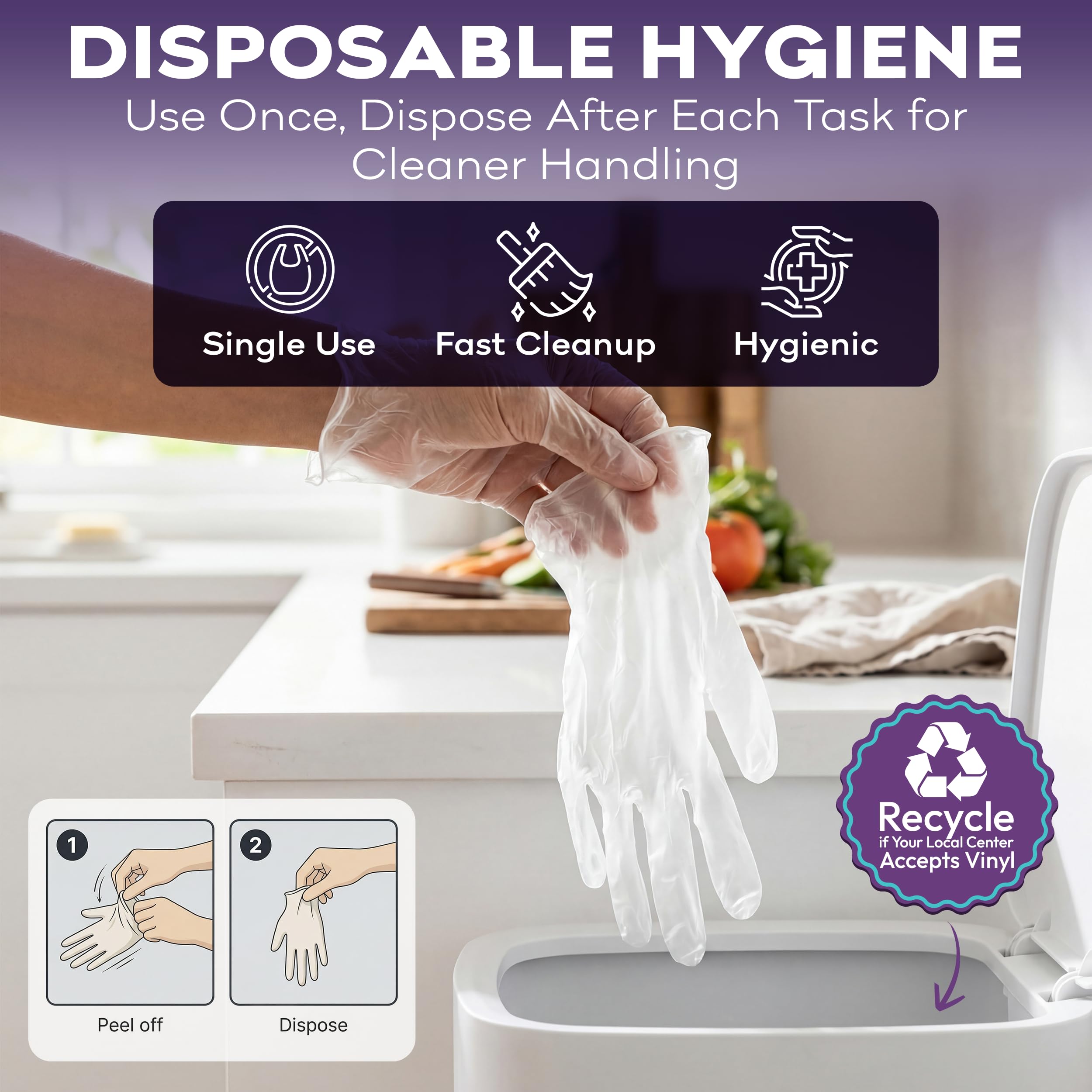 Guantes desechables de vinilo medianos, 1000 unidades, transparentes, aptos para alimentos, cocina y limpieza del hogar, guantes de cocina sin polvo y sin látex para preparación de comidas y servicio