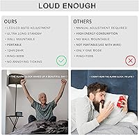 Vista 3 de Reloj a pilas con pantalla LED híbrida de 1.2 pulgadas / LCD de 1.8 pulgadas, reloj despertador digital pequeño inalámbrico, para dormitorio, pared