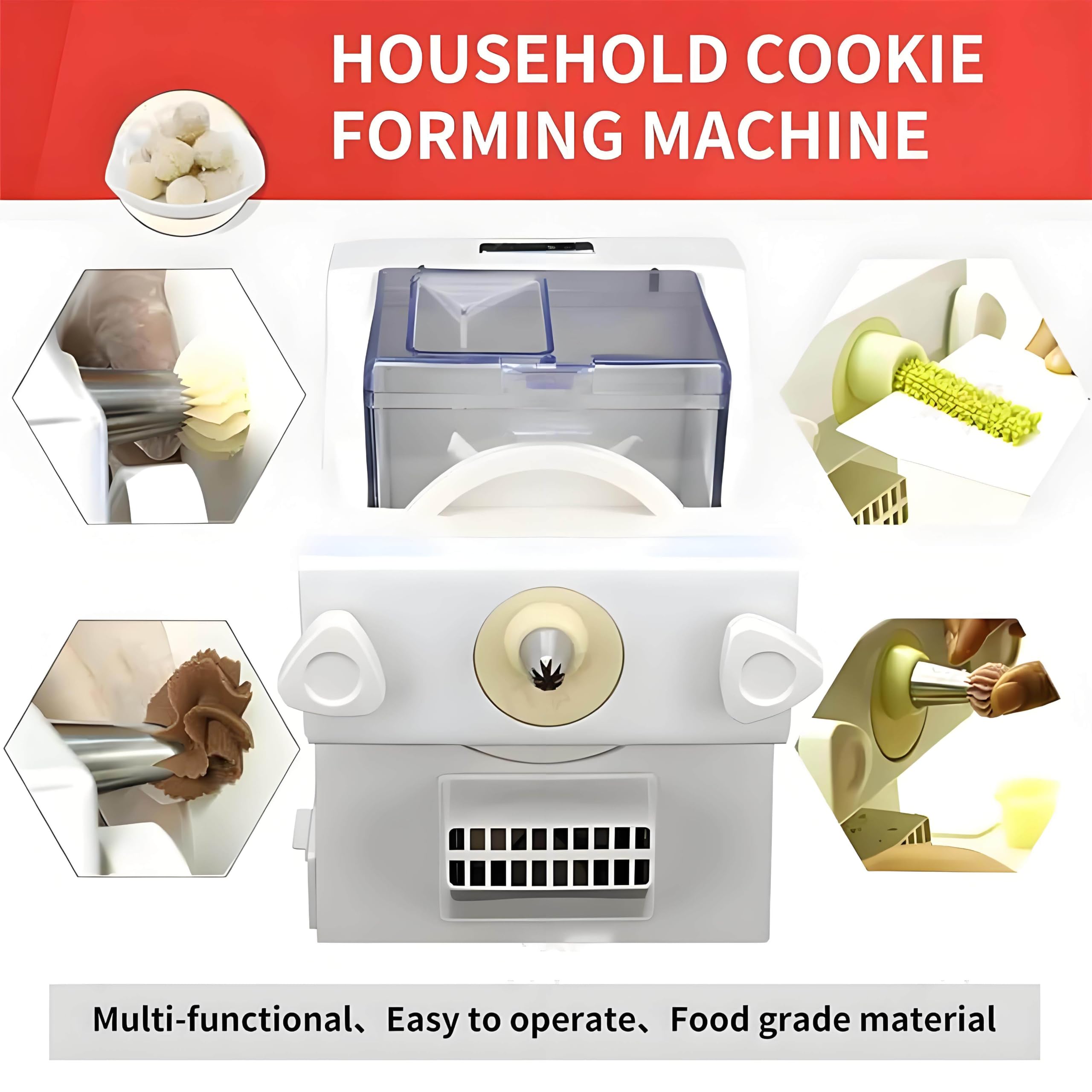 Macchina automatica per biscotti da 180 W, con ugelli intercambiabili e stampi per biscotti, per pasticceria e decorazione fai da te