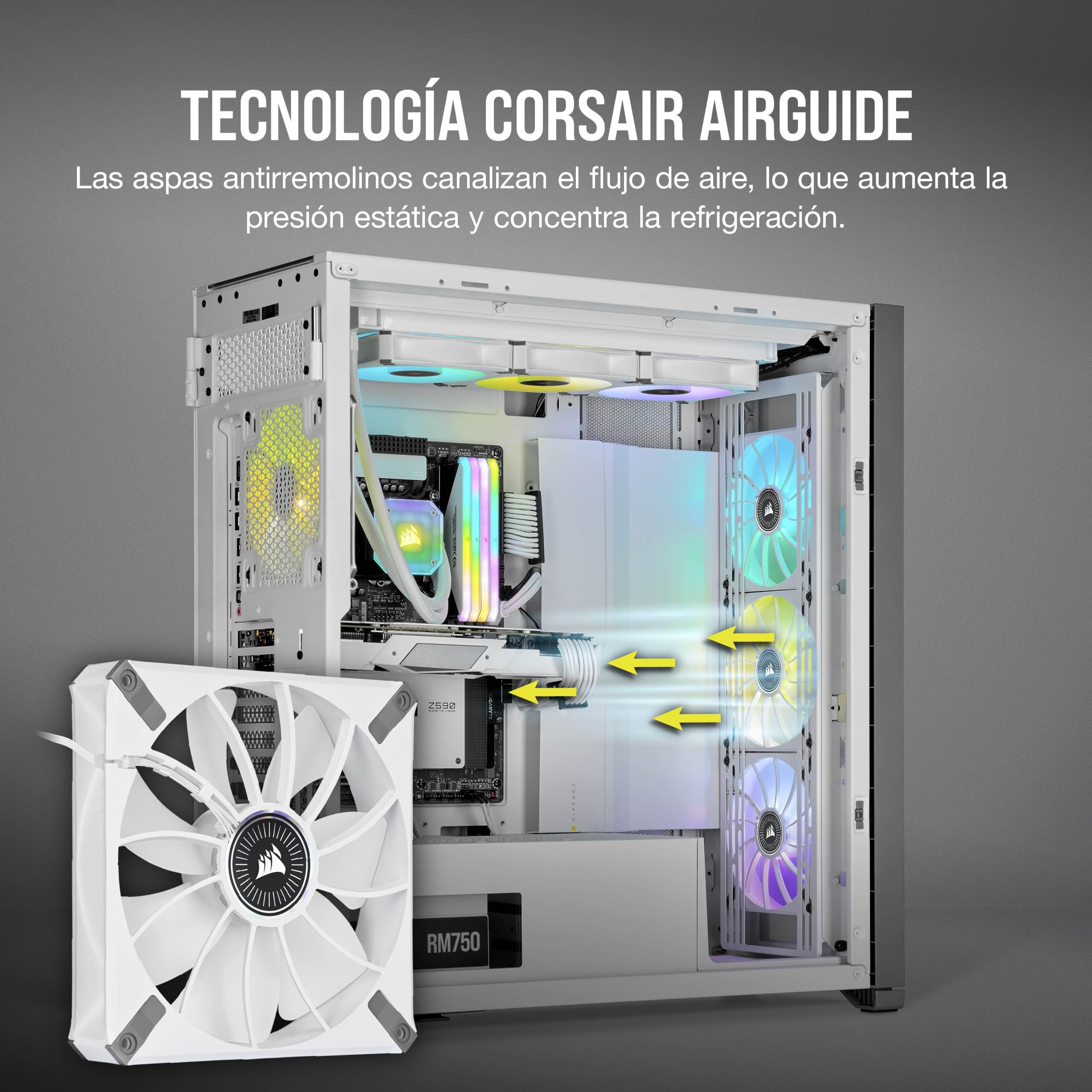 Corsair iCUE ML140 RGB ELITE Ventilador PWM (Tecnología AirGuide de Corsair, Cojinete de Levitación Magnética, Bajo Nivel de Ruido, iCUE Lighting Node CORE Incluido) Paquete Doble - Blanco