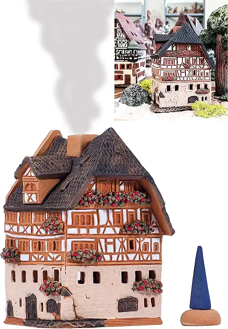Midene Ceramic Albrecht Dürer House Incense Burner - Handmade Miniature Collectible