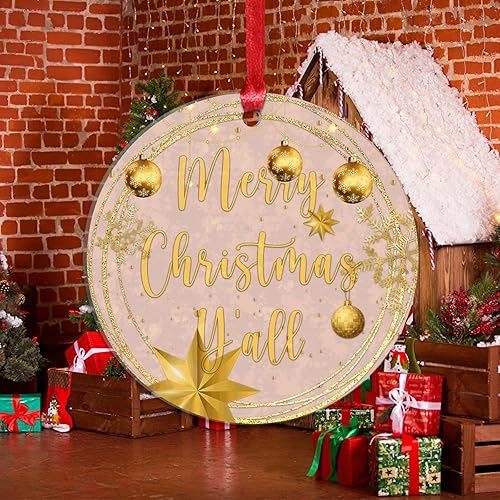 Miniatura 48 de Christmas Ornament Merry Christmas Y'all Christmas Tree Decorations Gold Snowflake Ball Wreath Novelty Acrylic Ornaments Xmas Gift Home Xmas Tree