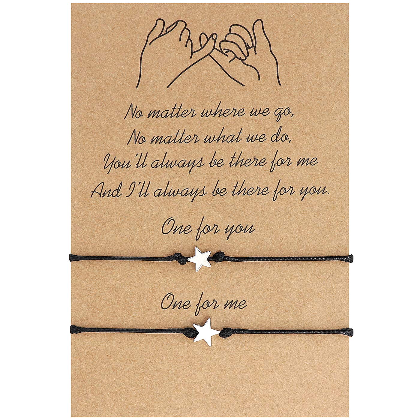 YooAiPinky Promise Bracelets Spacing Matching Bracelets for Women Girls Adjustable Handmade Bracelet Pack of 2