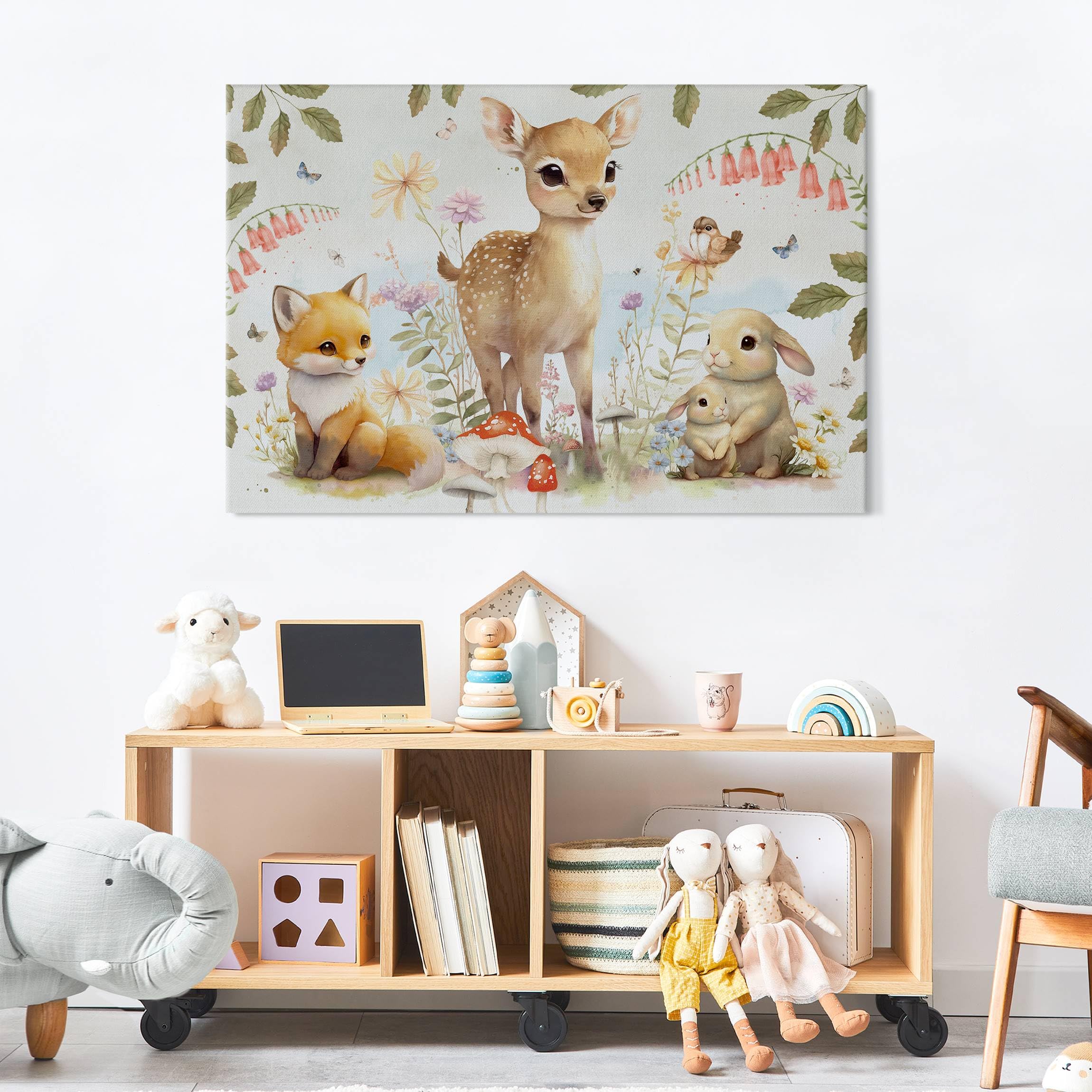 micasia Akustikbild Kinderzimmer Schallschutzbild 4cm Keilrahmen & Schallabsorber - Kunstkopie Aquarell bunt Mädchen Jungen Bild für bessere Raumakustik 1819 (150x100cm)