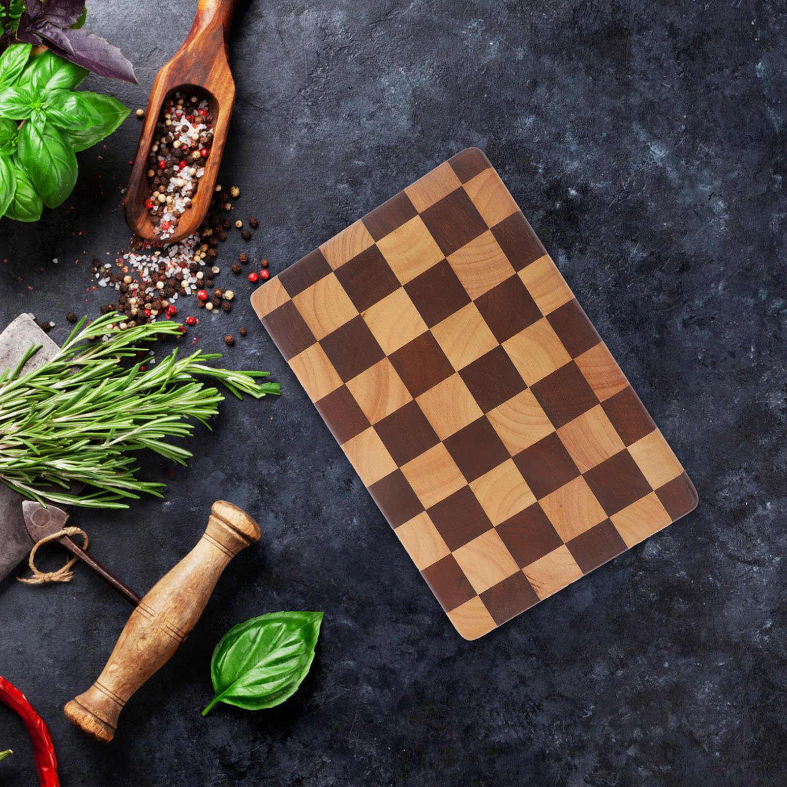 VILLCASE Tabla de Cortar Pequeña de Madera de Acacia para Carne y Fruta