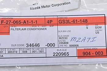 Amazon.com: Genuine Mazda (GS3L-61-148) Air Conditioner Filter