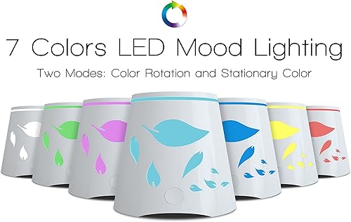 Miniatura 2 de Difusor de aceite esencial con 7 luces LED que cambian de color, humidificador ultrasónico portátil de aceites de aromaterapia de niebla fría -
