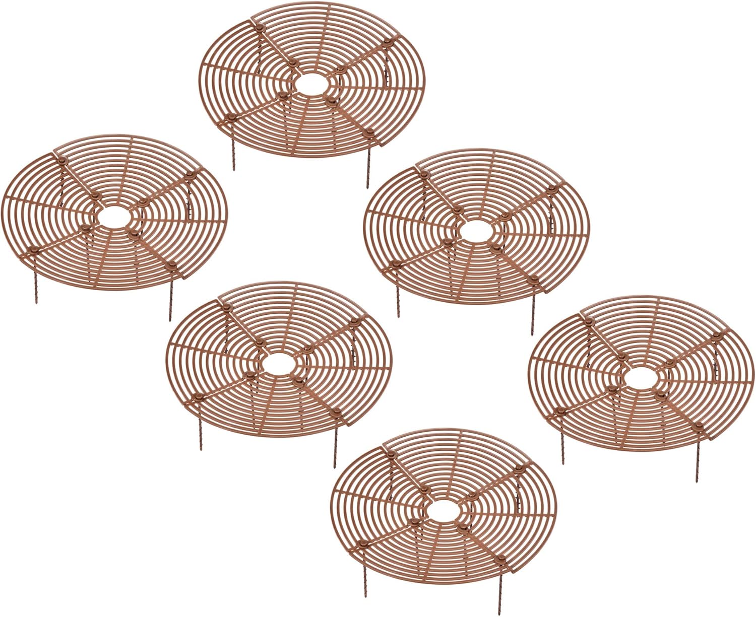 PATIKIL Rejilla para macetas de 11.8 pulgadas, paquete de 6 fundas protectoras de suelo redondas de ABS, color marrón