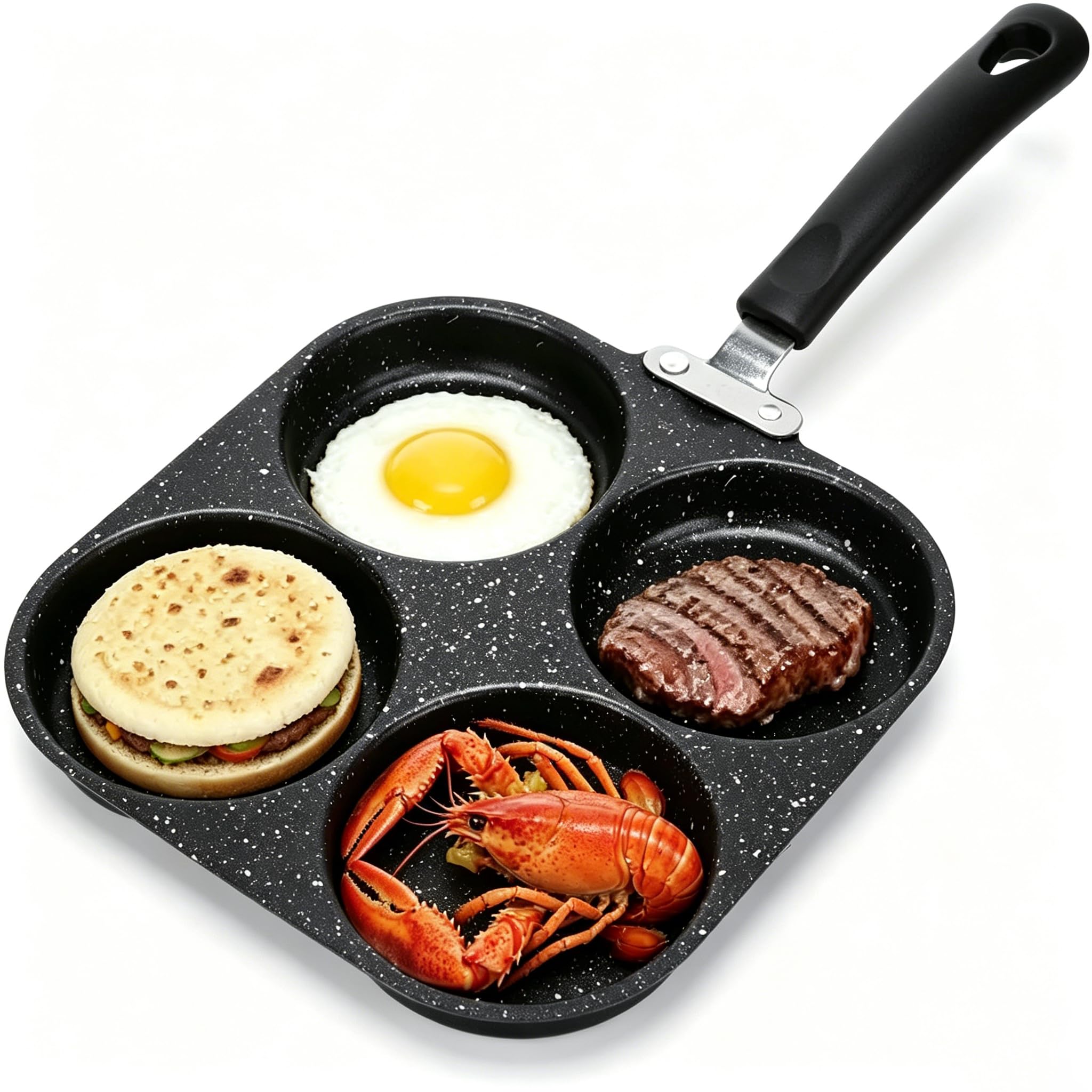 Spiegeleipfanne, 4 Tassen, Omelettpfannen, antihaftbeschichtet, vielseitige Frühstückspfanne, Omelettpfanne, Aluminiumlegierung, Eierkocher für Eier, Pfannkuchen, Plett, Crepes, kompatibel